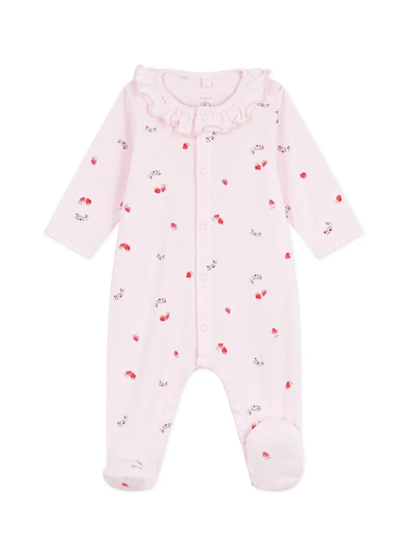 Petit Bateau Babies' floral cotton pyjama suit with a collar